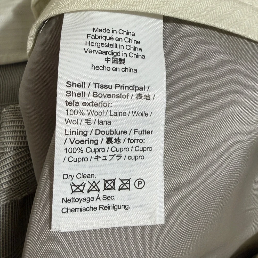 J.Crew Kenmare Mens Wool Relaxed Pleated Tan Glen Plaid Dress Pants Size 34X30